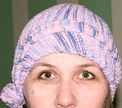 striped chemo hat front