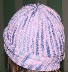 striped chemo hat back
