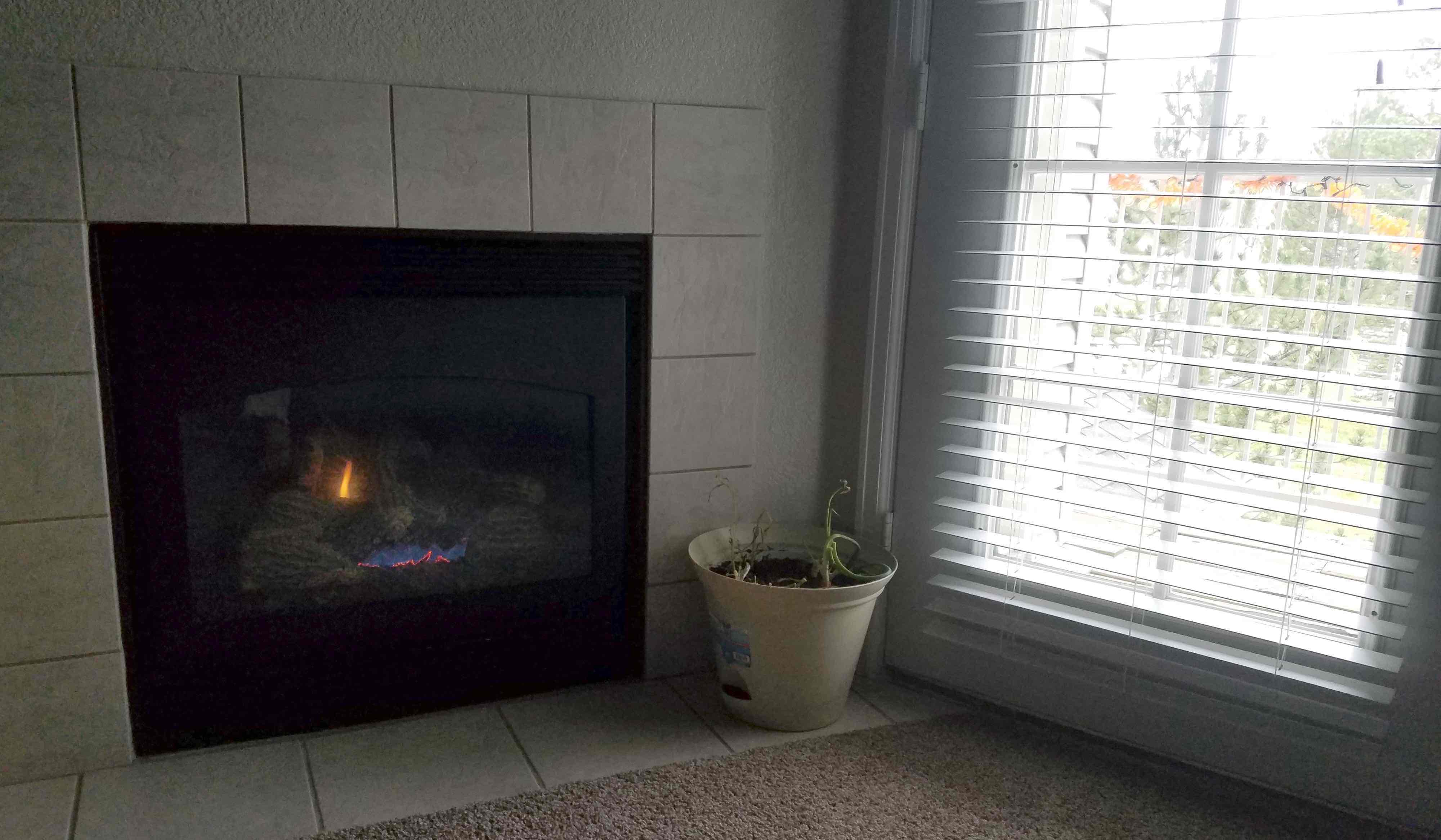 Rainy day by the fireplace in November 2017